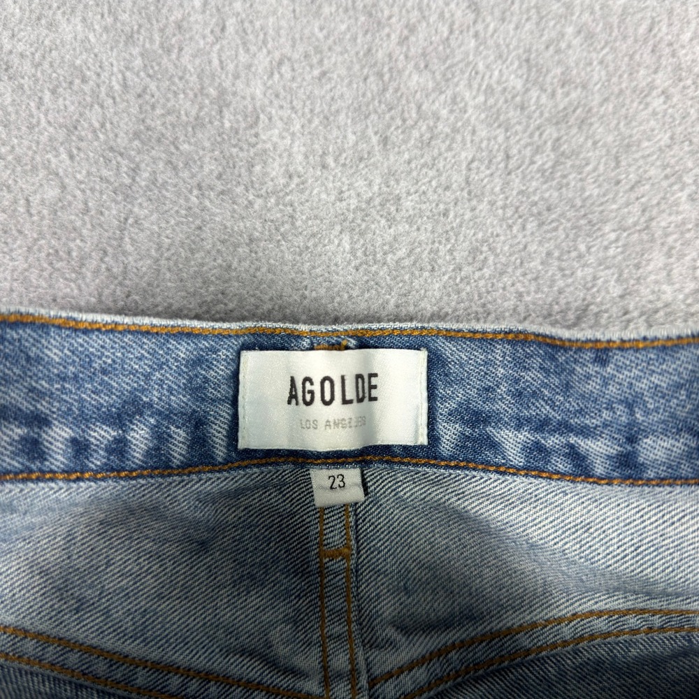 AGOLDE‎ Jeans 90's High Rise Pinch Waist Straight Button Fly 24 Raw Hem 26" - Picture 10 of 13
